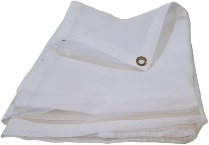 Heavy Duty Mesh Tarp Net Sail Sun Shade Awning and Fence Screen (White Mesh) (12' x 20')