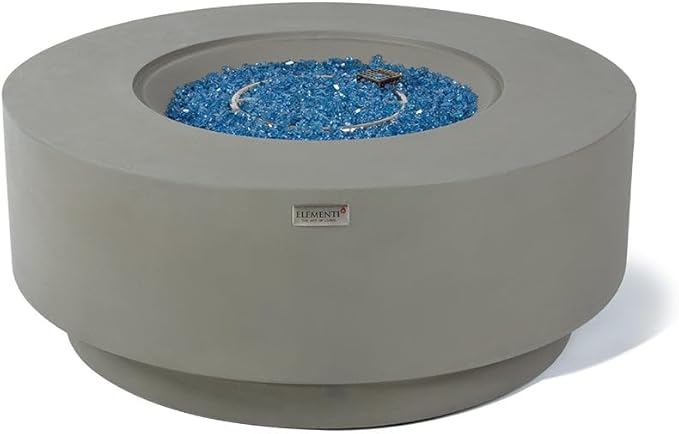 Colosseo Concrete Fire Pit 40.9" x 40.9" Patio Firepit Includes Fire Glass Modern Fire Pits & Outdoor Fireplaces for Garden, Deck, Indoor & Outdoor Heating