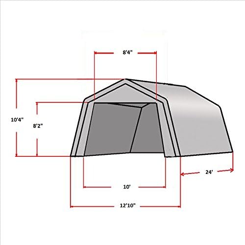 DELTA 24'x13' Carport - Heavy Duty Waterproof Outdoor Garage Shelter with PE Top Cover for Car, Truck, Boat - Grey