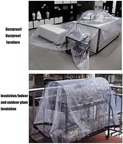 Clear Tarp Waterproof 4x8FT, Transparent Waterproof Tarp with 1 Rolls Ropes Anti Tear for Outdoors Clear Plant Covers for Covering Firewood Piles Patio Furniture Dog or Chicken Coops