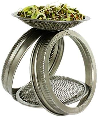 | Stainless Steel Sprouting Kit, 2 Pack & Sprouting Stands | Rust Proof 316 Stainless, Curved Mesh, Fits Most Wide Mouth Mason Jars | Grow Your Own Organic Sprouts From Seeds, Sprouter