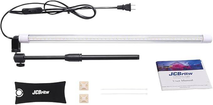 JCBritw Standing LED Grow Light,Adjustable 2ft T8 Bar Plant Light, White 4500K Full Spectrum Plant Grow Lamp on Stand for Indoor Plants Seed Starting, Seedlings, Veg, Flower