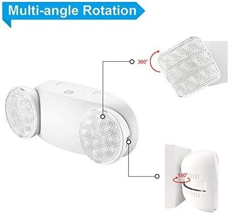 1 Pack White LED Emergency Lights with Battery Backup, Two Head Adjustable Emergency Lighting Fixtures-Fireproof Materials-Emergency Lighting Fixture/Emergency Light Home.