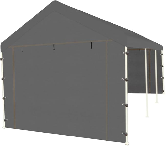 10 * 20 FT Carport Replacement Tarp Canopy, Sidewall kit Panel Set of 4, 180G PE Waterproof & UV Protected Replacement Sidewall Cover, Gray