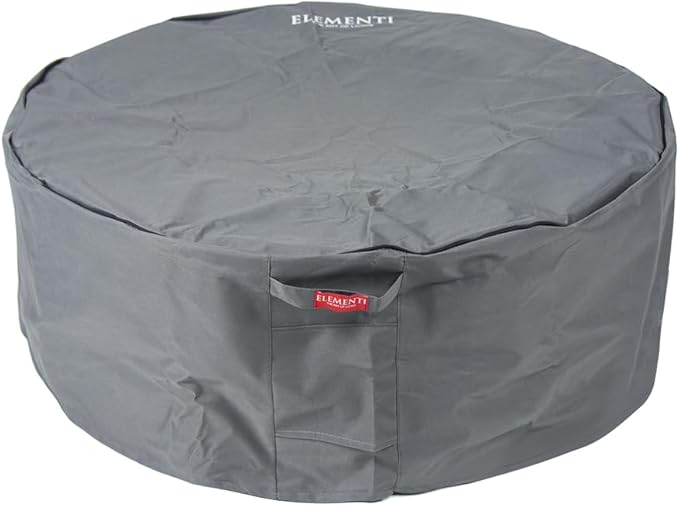 Elementi Round Outdoor Fire Pit Table, Propane Fire Pits for Outside Patio Includes Canvas Cover & Lava Rocks, Firepit Outdoor Fireplace for Backyard Gas Fire Pits & Outdoor Fireplaces