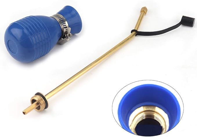 Bug Treatment Powder Duster/Large Diatomaceous Earth Bulb Duster/Powder Applicator/Garden Applicator/Bulb with Long Copper Tube for Indoor and Outdoor Insect Treatment Blue