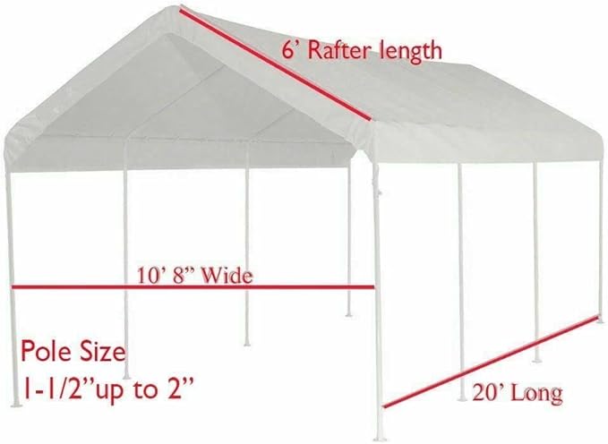 10X20 Canopy Tarp Set (5pc) Paneling and Top Set Valanced Tarp Kit Carport (White)