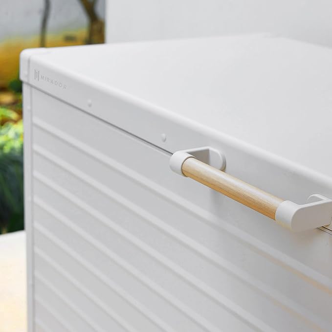 281 Gallon Large Outdoor Metal Deck Box with Wheels, Storage Box with Lid for Patio Furniture, Garden Tools, Outdoor Cushion, Latte
