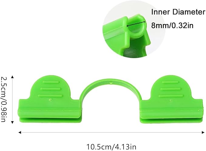 20pcs 8mm Greenhouse Clamps Garden Hoops, Plant Film Clips, Garden Shading Pipe Clips, Netting Tunnel Hoop Clips, for Season Plant Extension Support and Frame Shelter, Green, Double Head