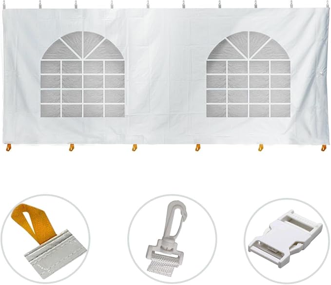 TentandTable 20 Foot x 20 Foot Party Tent Sidewall Kit, Complete 4 PVC Vinyl Wall Set - 2 Solid & 2 Window 7' Side Walls, Fits Commercial Standard Event Outdoor Canopy Tents, Tent Not Included