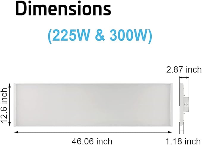 4FT Linear LED Highbay Light - Pack of Two - 225W - 30600LM - 1-10V dimmable - 5000K Daylight White - UL and DLC Listed - Replaces 6-8 Lamp Fluorescent T5 Fixture