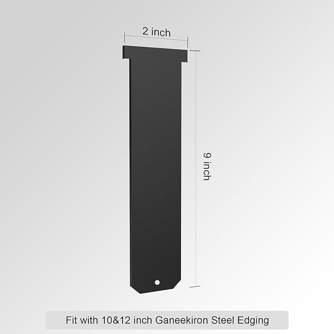 12 Pack Straight Clips 9 inch Tall for 10/12 inch Ganeekiron Galvanized Steel Edging, Black