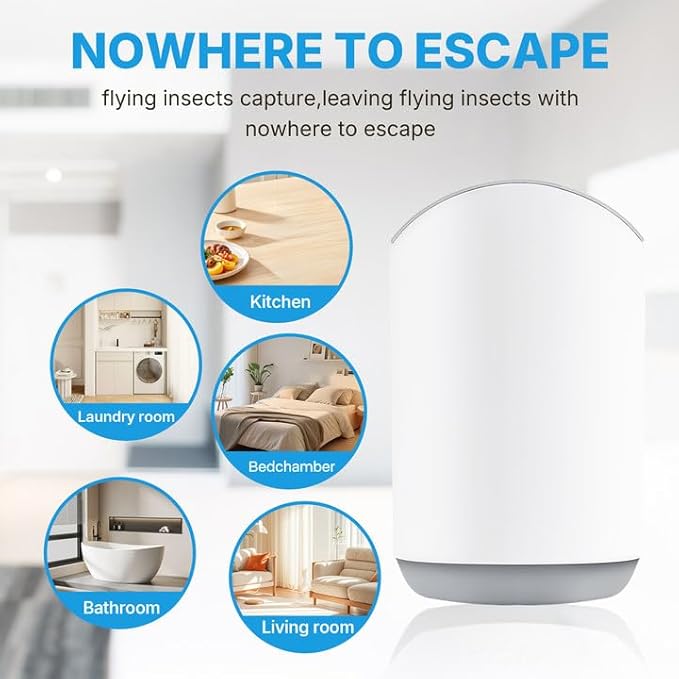 Flying Insect Trap & Bug Zapper – Indoor Outdoor Plug-in Blue UV Light Catcher, Quiet Fly Killer for Gnats, House & Fruit Flies – Bedroom, Patio, Garden (1 Device + 3 Replaceable Boards)