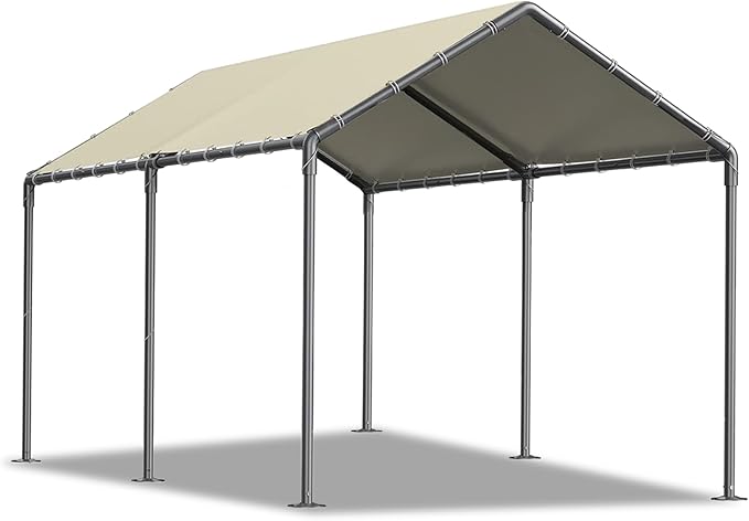 Carport 10x20ft Heavy Duty Car Tent, Portable Garage, Car Shelter, All-Season Tarp Tent for Car, Party,Beige