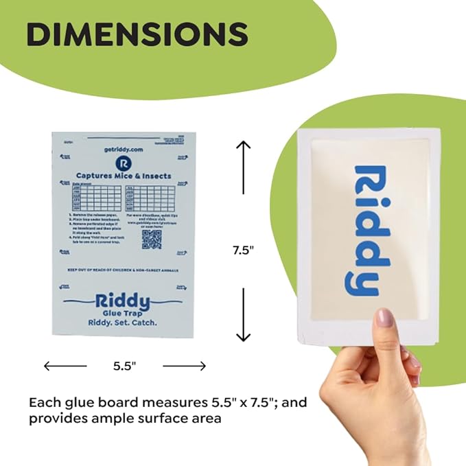 Riddy Glue Boards, 72 Boards, Pre-Baited, Ready to Use Mouse Traps Indoor for Home, Sticky Adhesive for Bugs and Rodents, 5.5" x 7.5"