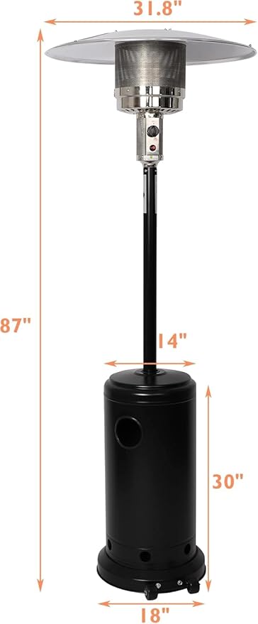 Patio Heater for Outdoor Use with Wheels, LP Propane Heater with Triple Protection System, CE & ETL Certified, Outdoor Heater for Commercial Residential Courtyard Porch Garage(Black)