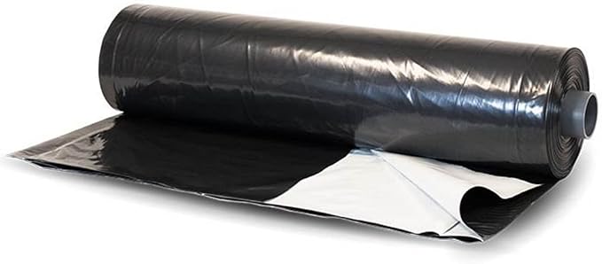 Farm Plastic Supply - Black & White Greenhouse Plastic Sheeting - 6 mil - (10' x 25') - 90% Reflective Green House Covering Film for Farming, Gardening, Agriculture