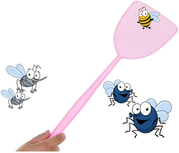 Fly Swatter, 6 Pack Strong Flexible Manual Swat Set, Assorted Colors, Long Range Handles, Indoor and Outdoor Racket for Bug, Mosquito, Bee, Spiders, Flies