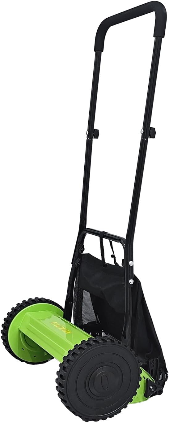 Push Lawn Mower, 16-Inch 5-Blade Walk-Behind Manual Push Reel Lawn Mower - Cordless, Adjustable Height for Effortless Yard & Garden Grass Cutting