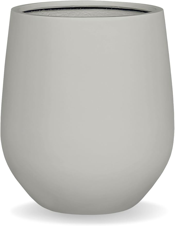 12.5" H x 11.4" D Corso Fiberstone Round Tapered Planter with Drainage Hole, Smooth Finishes, Weather Resistant for Indoor and Outdoor Use (Light French Gray, 9" Pot Opening)