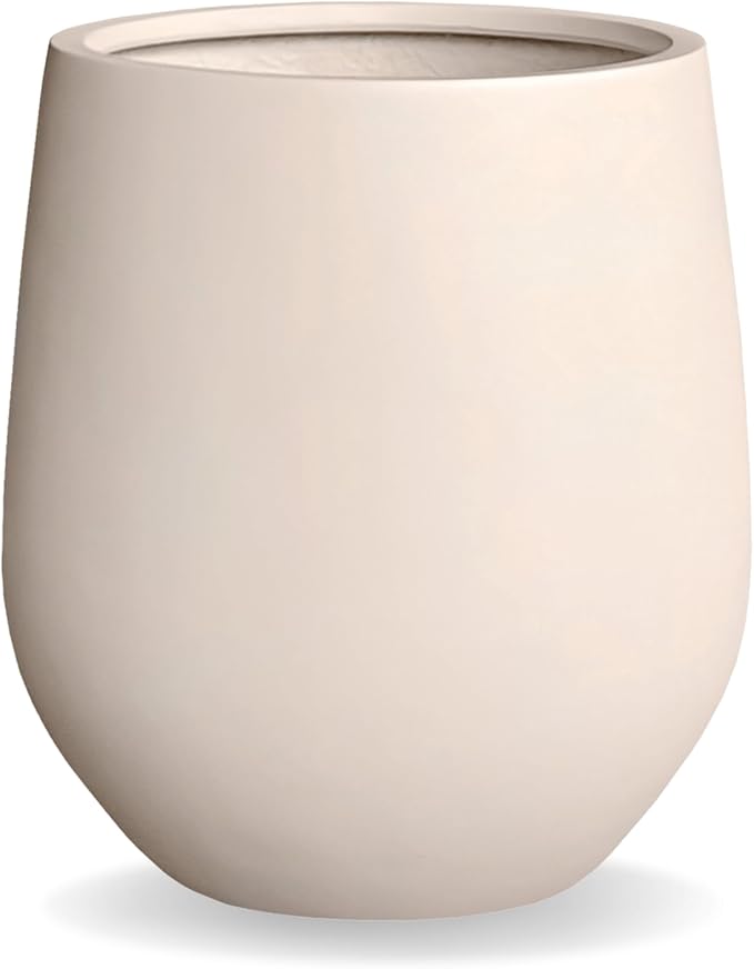 16.5" H x 15" D Corso Fiberstone Round Tapered Planter with Drainage Hole, Smooth Finishes, Weather Resistant for Indoor and Outdoor Use (Kilim Beige, 11.5" Pot Opening)