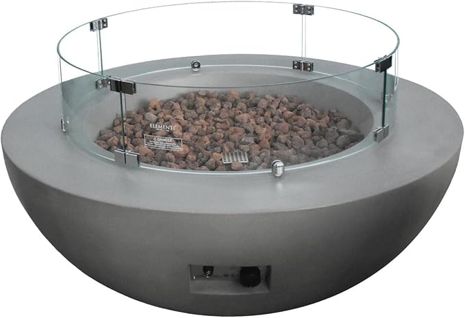 Elementi Round Outdoor Fire Pit Table, Propane Fire Pits for Outside Patio Includes Canvas Cover & Lava Rocks, Firepit Outdoor Fireplace for Backyard Gas Fire Pits & Outdoor Fireplaces
