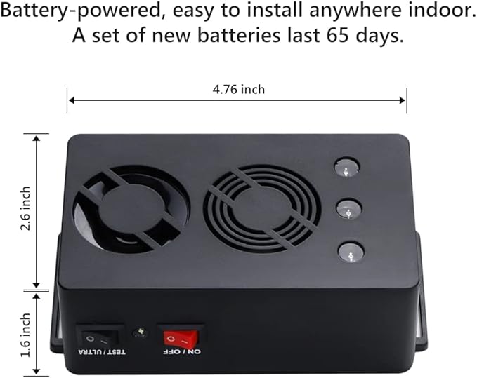 Rodent Repellent Battery Operated Ultrasonic Mouse Repeller for Car Engines Squirrel Pest Repeller Under Hood Mice Deterrent for House Garage Attic Indoor 2 Pack