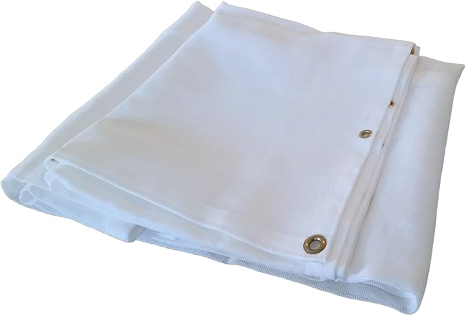 Heavy Duty Mesh Tarp Net Sail Sun Shade Awning and Fence Screen (White Mesh) (12' x 20')