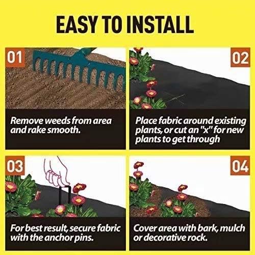 Agfabric Non-Woven Weed Barrier 4x50ft Landscape Fabric Ground Cover,Heavy-Duty Weed Block for Gardening Mat,Erosion Control,Weed Control