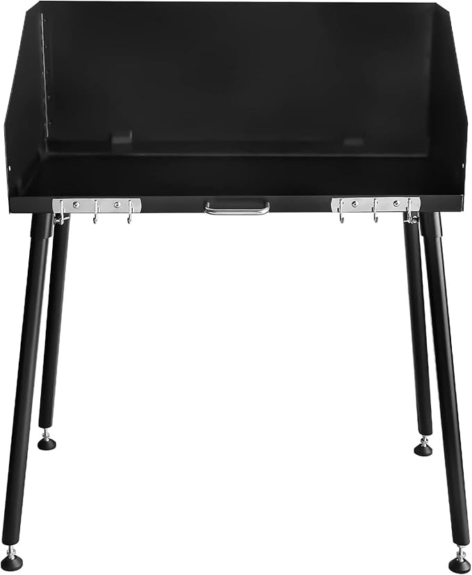 Camp Cooking Table with Foldable Three-Sided Windscreen and Legs, Perfect for Dutch Oven Cooking with Charcoal Briquettes and Food Preparation,30x16