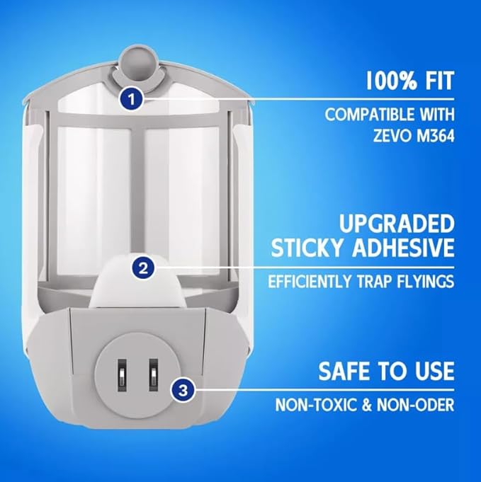 Zevo Indoor Insect Trap Refill Cartridges – 3 Refill Pack for Use with Zevo Indoor Plug-in Flying Insect Traps