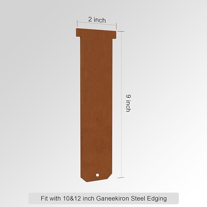 12 Pack Straight Clips 9 inch Tall for 10 & 12 inch Ganeekiron Cor Ten Steel Edging
