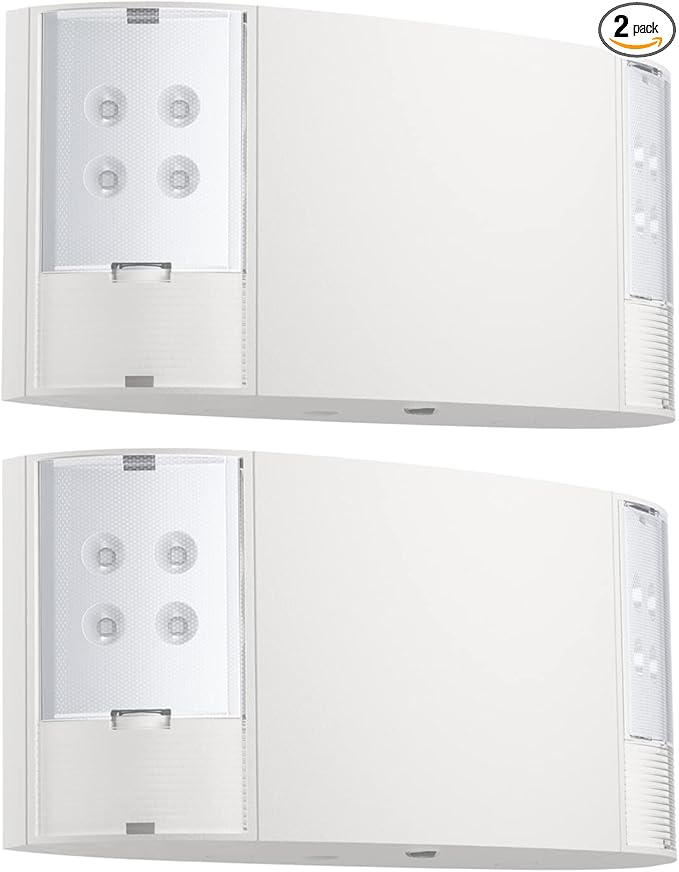 2 Pack LED Emergency Lighting with Battery Backup-Two Square Heads White Commercial Emergency Lights -UL Listed-AC 120/277V-Hardwired Emergency Exit Light Fixtures for Business/Home.
