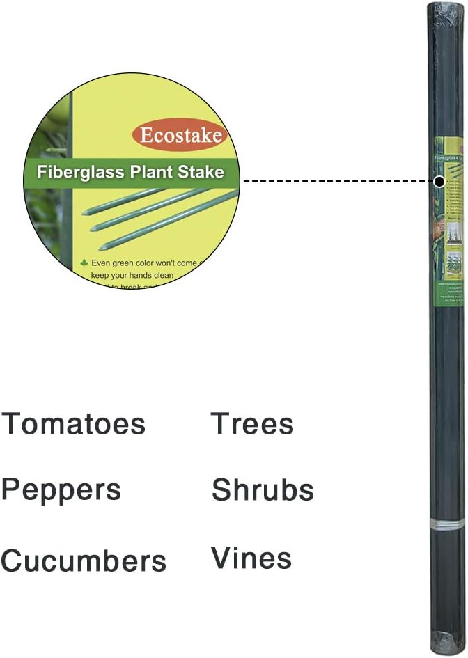 Garden Stakes 5-Ft for Climbing Plants Supports Pole 10 Pack Rust-free Plant Sticks Fence Post