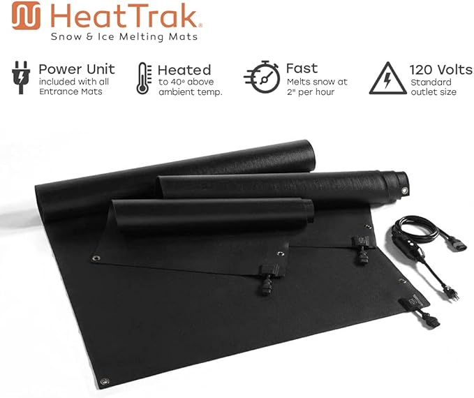 HeatTrak Heated Snow Melting Mats for Entrances - Heated Outdoor Mats - Electric Snow Melting Mats for Winter Snow Removal - Trusted Snow and Ice Melt Products - No-Slip Heated Door Mats (30” x 48")