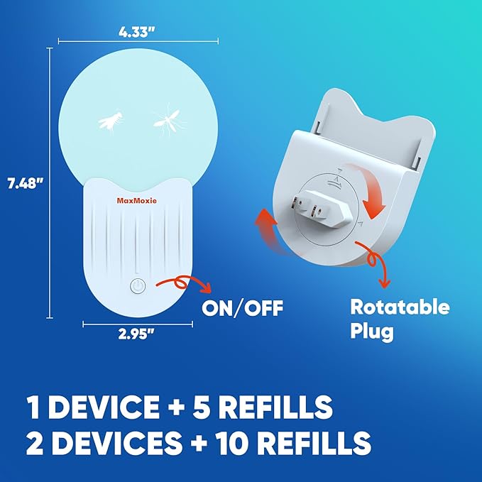 Flying Insect Trap, Fly Bug Zapper Pest Light Trap for Mosquito, Fruit Flies, Gnats, Moths, Attractant Bug Catcher for Home (2 Plug + 10 Refills)