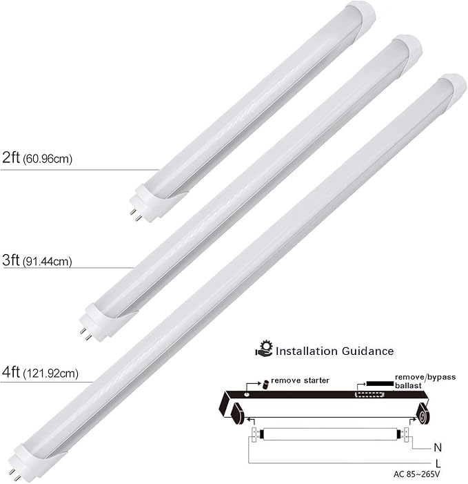 LightingWill LED T8 Light Tube 4FT, Warm White 3000K-3500K, Dual-End Powered Ballast Bypass, 2000Lumen 18W (40W Equivalent Fluorescent Replacement), Frosted Cover, AC85-265V Lighting Fixture, 4 Pack…