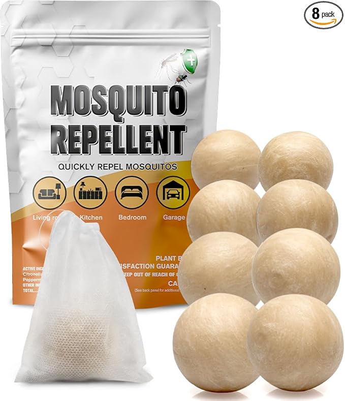 Mosquito Repellent Outdoor Patio, Indoor Mosquitoes Repellent Balls, Mosquito Away Repellant for Travel, Yard, Camping, Room -8P