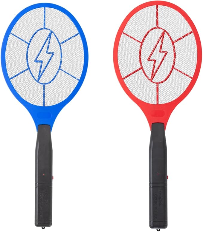 ZhouHe Pack of 2 Electric Fly Swatter Bug Zapper Battery Operated Flies Killer Indoor & Outdoor Pest Control Mosquito Zapper and Insect Catcher Racket(red&Blue)
