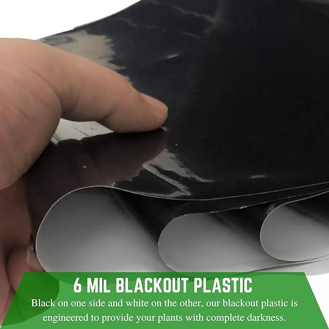 Farm Plastic Supply - Panda Film Light Deprivation Greenhouse Cover - 6 mil - (10' x 75') - 100% Blackout Tarp, Black White Plastic Sheeting, Green House Poly Film