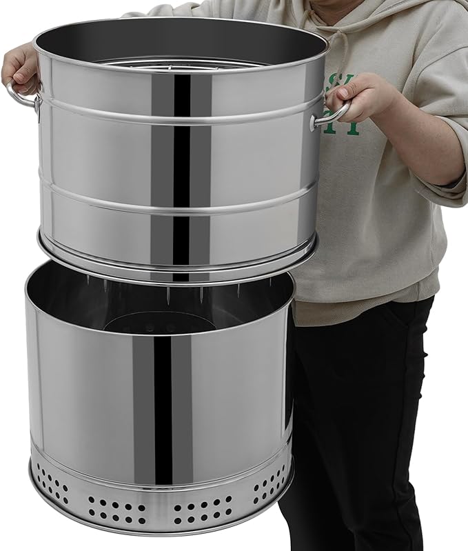 Large Portable Smokeless Charcoal Grill - 360° Stainless Steel BBQ Barrel with 50 Skewers, Ideal for Camping, Picnics & Backyard Cooking