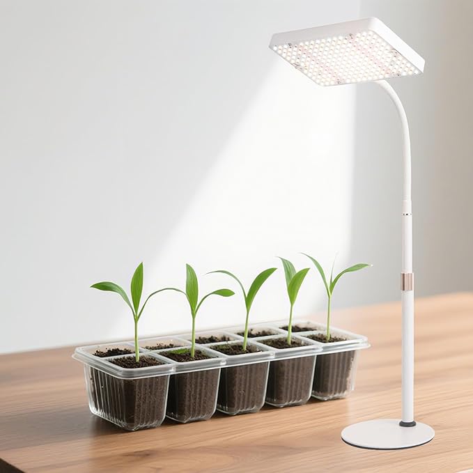 Tabletop Grow Light for Seed Starting, 25 Watt Brightest Bonsai Plant Light, Adjustable Height 16"-24" Desk Grow Lights for All Indoor Plants, Daisy Chain Function, On/Off Switch