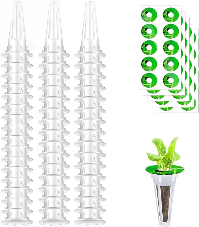 100 PCS Hydroponic Baskets Kit, 50 Pcs Hydroponic Grow Baskets and 50 Pcs Seed Pot Label for Grow Basket, Compatible with Hydroponic Growing System