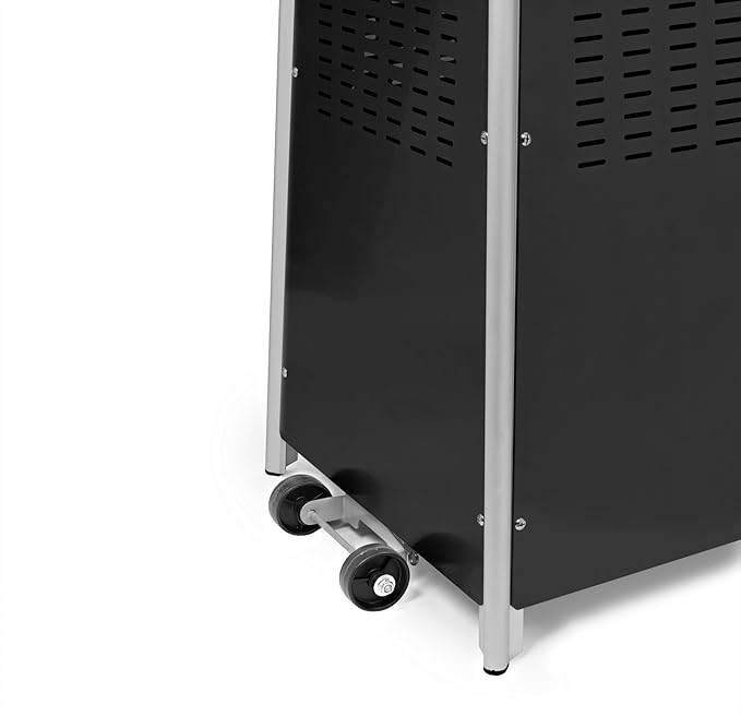 Casafield Outdoor Propane Patio Heater with Wheels, Black - Modern Dancing Flame, Commercial & Residential, Uses Standard 20lb LP Gas Tank