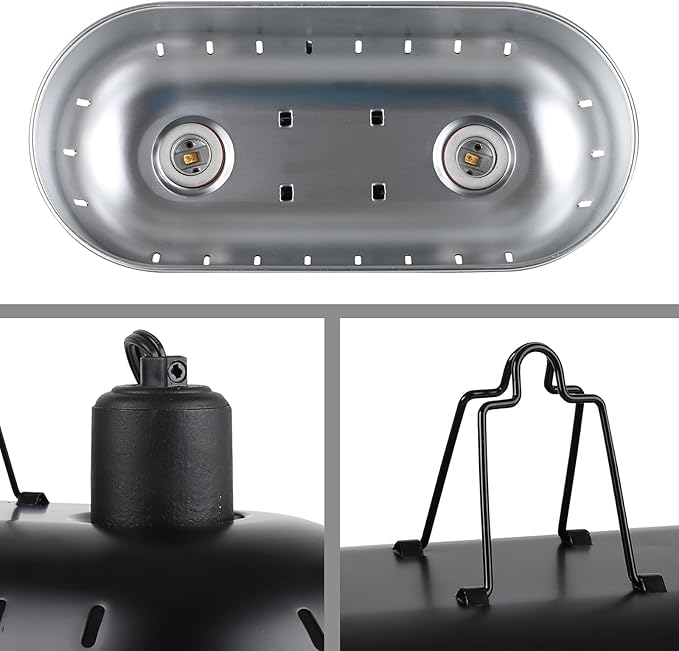 15 inch Dual Reptile Light Fixture, Max 150W Dual Dome Reptile Heat Lamp with 100W Basking Bulb&Infrared Heat Lamp, UVB Light Fixture for Terrarium and Tortoise Habitat