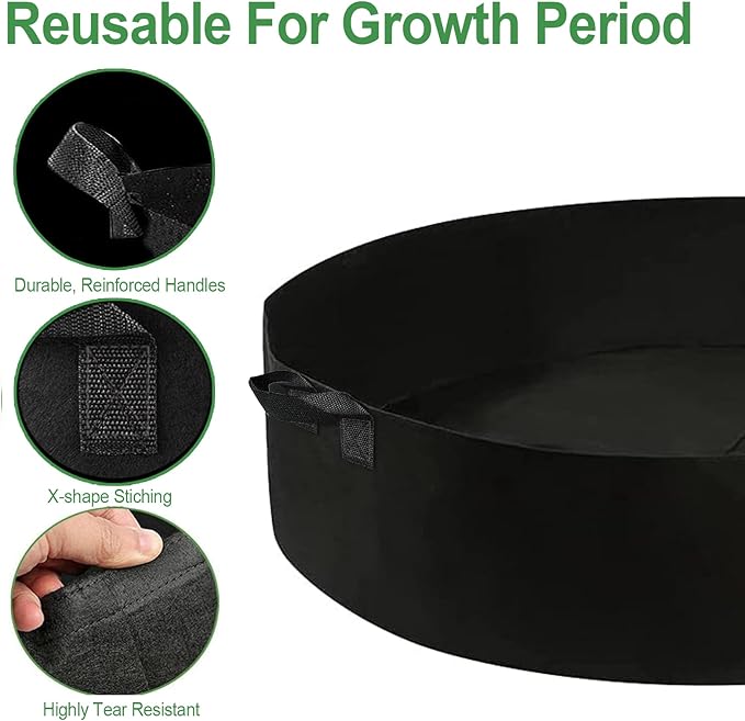 2-Pack 50 Gallon Plant Grow Bags, Large Fabric Raised Garden Bed with Handles,Durable Garden Beds Planters Aeration Gardening Container to Grow Vegetables for Outdoor Plants