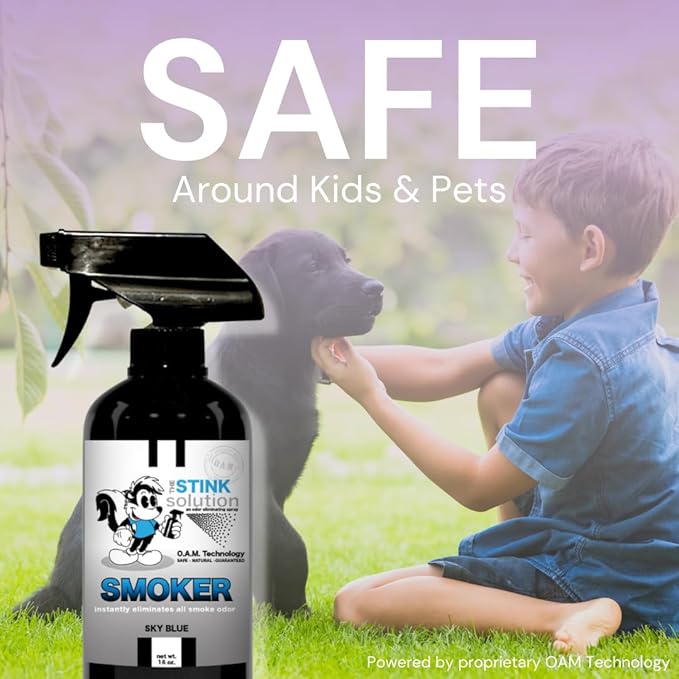 Smoke Odor Eliminator Spray for Home, Car, Clothes, Hands, Hair, Walls, & More | Completely Neutralizes All Types of Smoke Odor | Best Smoke Smell Remover Sky Blue 1 Gallon