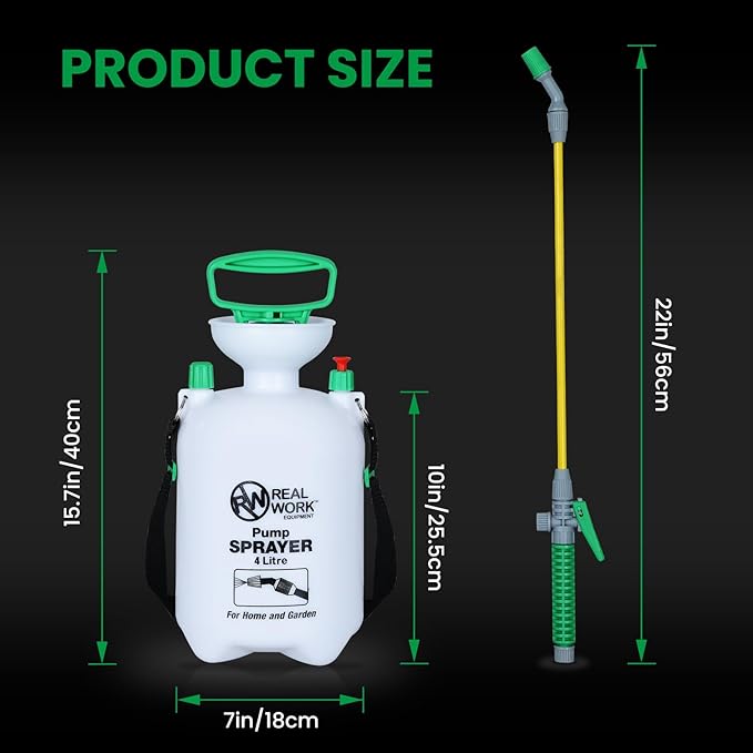 REALWORK 2pk 1-Gallon Handheld Tank Sprayer with Easy-Carry Shoulder Strap for Lawn, Garden, Yard, in Translucent White