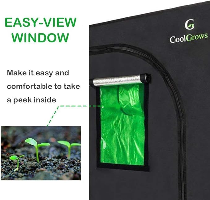 Grow Tent, 2x2 Feet Mylar Grow Tent with Obeservation Window and Floor Tray for Indoor Plant Growing (24"x24"x36")
