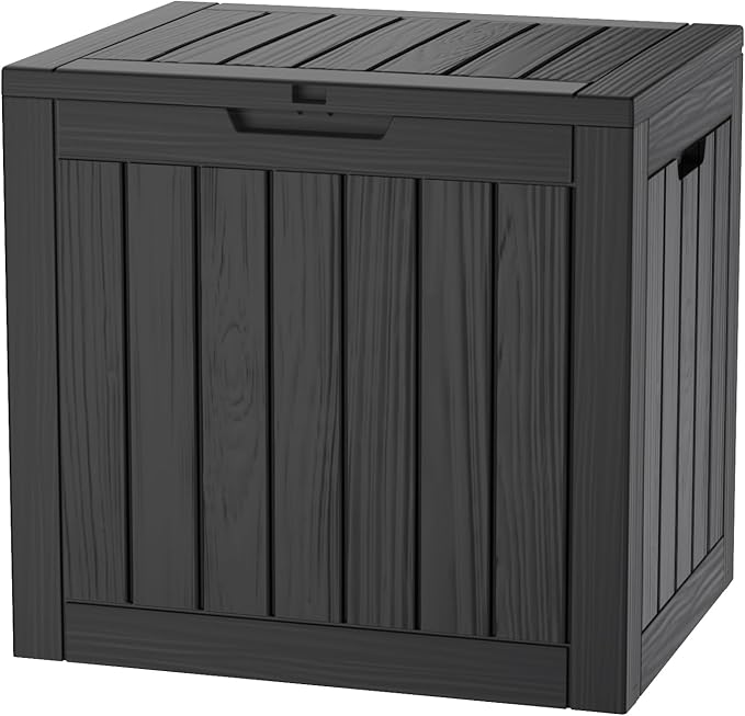 30GAL Black Outdoor Deck Box with Lock Hole - Waterproof, UV - Protected (SGS 1000plus), Ideal for Storing Patio Cushions and Garden Tools, Easy Assembly